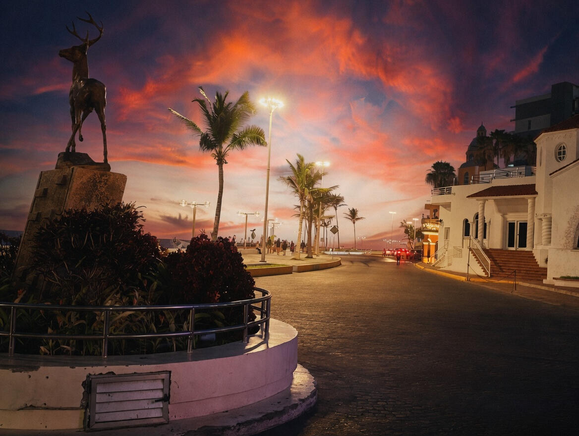 Auriga turística en el malecón de Mazatlán